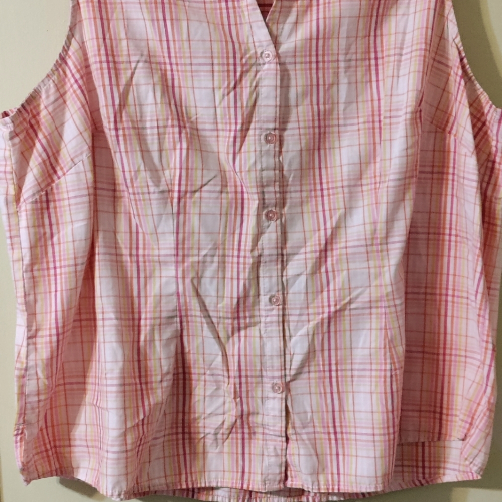 Basic Editions Sleeveless Pink Top 2X